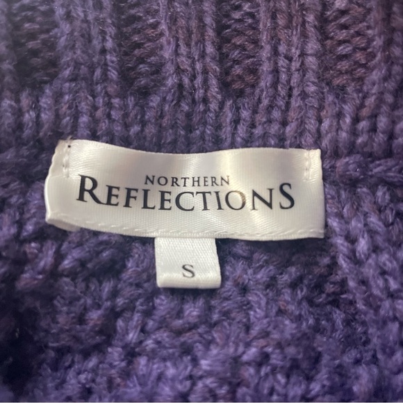 Northern Reflections Sz S Cozy Purple Chunky Knit Cowl Neck Sweater Side Slits - Picture 9 of 14
